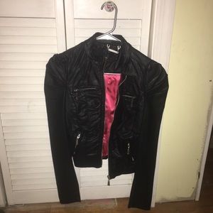 Black faux leather coat